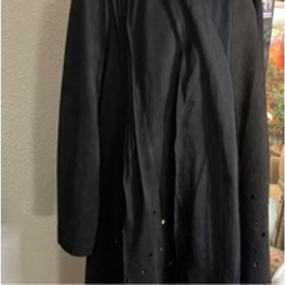 NWT women’s vegan suede leather trench coat by Adore featuring cutouts in black - Picture 4 of 13